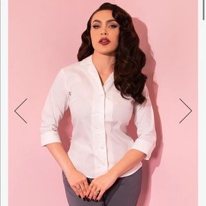 Never worn! Vixen brand 1950s vintage style white button up white blouse